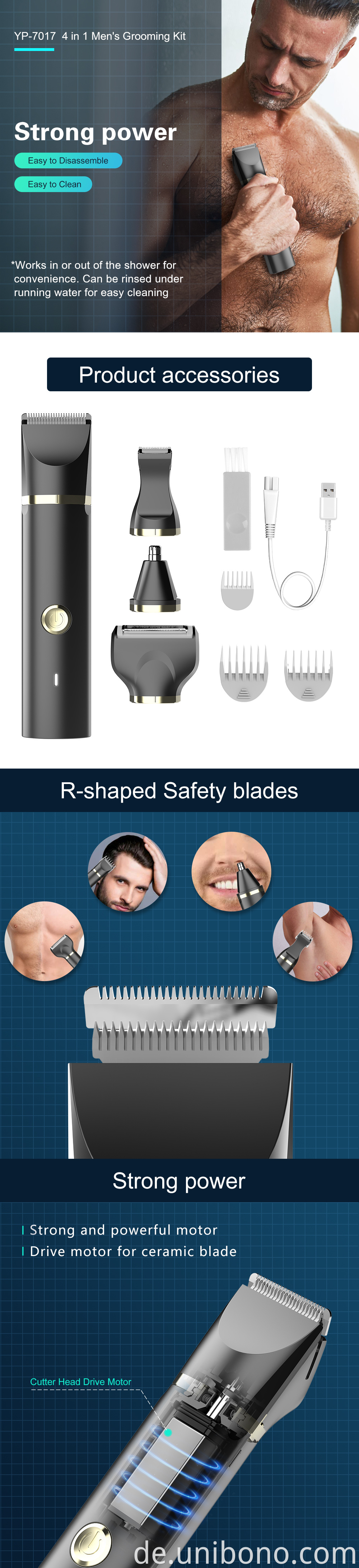 High quality usb rechargeable hair and beard trimmer